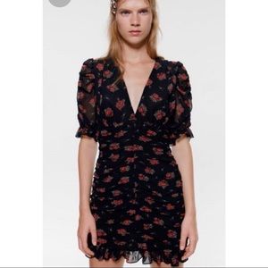 Zara floral print mini dress